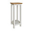 Solid Oak Tall Side Table Cream Linen Ready Assembled