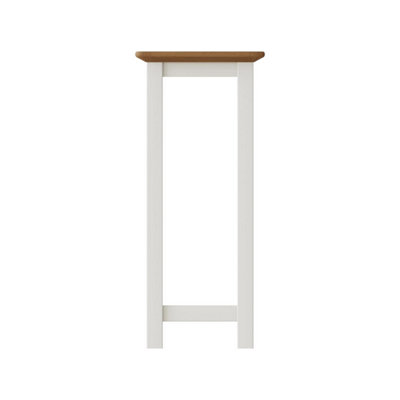 Solid Oak Tall Side Table Cream Linen Ready Assembled