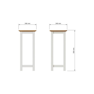 Solid Oak Tall Side Table Cream Linen Ready Assembled