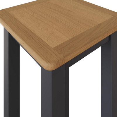 Solid Oak Tall Side Table Graphite Blue Ready Assembled