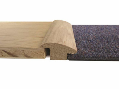 Solid Oak Wood To Carpet Reducer Threshold - Lacquered - 15mm - 0.9m Lengths