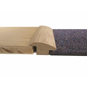 Solid Oak Wood To Carpet Reducer Threshold - Lacquered - 15mm - 0.9m Lengths