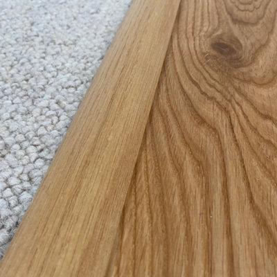 Solid Oak Wood To Carpet Reducer Threshold - Lacquered - 15mm - 2.44m Lengths