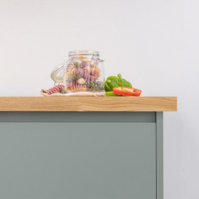 Solid Oak Worktop - 2400mm x 620mm x 40mm - Premium Wood Worktops 2.4m Oak Worktop Wooden Kitchen Tops Real Wood Block Stave