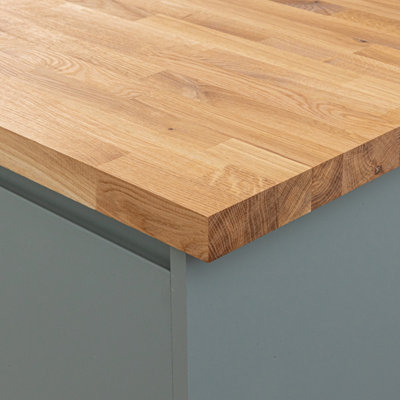 Solid Oak Worktop 2m x 960mm x 40mm - Solid Wood Kitchen Countertop - Real Oak Timber 40mm Stave Worktops