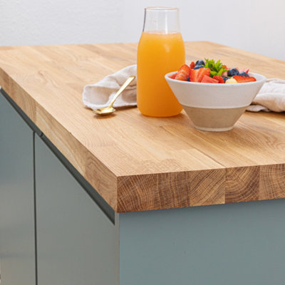 Solid Oak Worktop 2m x 960mm x 40mm - Solid Wood Kitchen Countertop - Real Oak Timber 40mm Stave Worktops