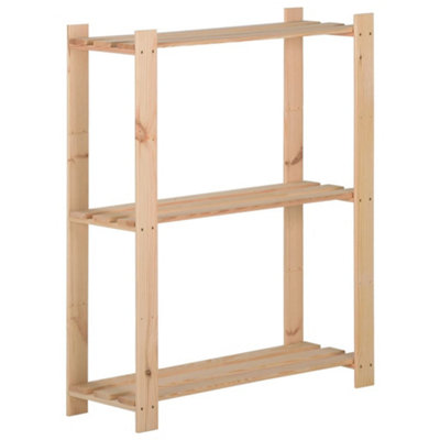Solid Pine 3-Tier Storage Rack - 60x28.5x90cm
