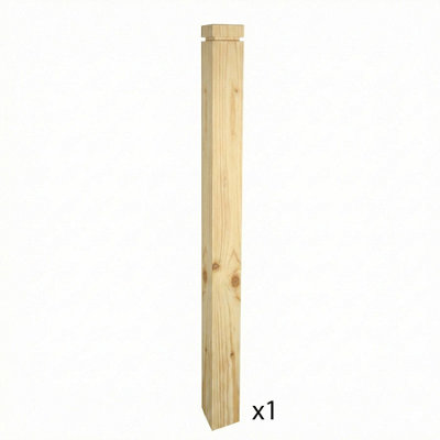Solid Pine Chelsea Complete Square Newel Post 90mm x 90mm x 1500mm UK ...