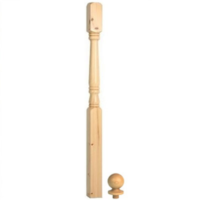 Solid Pine Complete Georgian Newel Post 90mm x 90mm x 1500mm Inc Cap UK Manufactured Traditional Products Ltd