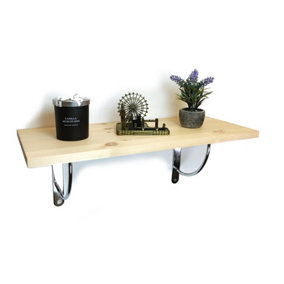 Solid Pine Rustical Shelf Primed with LUK01 Bracket 25x100cm