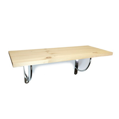 Solid Pine Rustical Shelf Primed with LUK01 Bracket 25x70cm