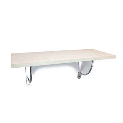 Solid Pine Rustical Shelf White with LUK05 Bracket 25x110cm