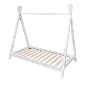 Solid Pine Teepee Toddler Bed White With Slats Low Childrens Bed