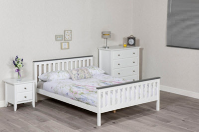 Solid Pine wood Shanghai  Bed Frame 4'0 Small Double - White