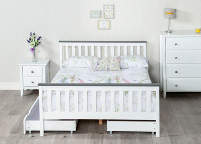 Solid Pine wood Shanghai  Bed Frame 4'0 Small Double - White