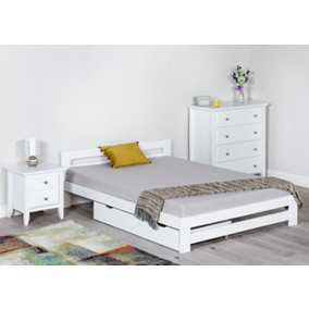 Solid Pine wood Xiamen Bed Frame (Mattress/Drawers not Included) - 3ft Single White