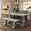 Solid Reclaimed Pine 2M Dining Table Lime Washed