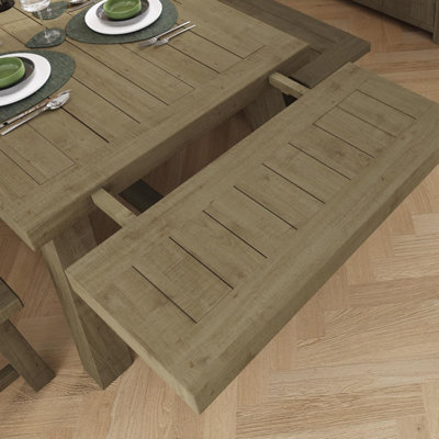 Solid Reclaimed Pine 2M Fixed Top Table Dining Set