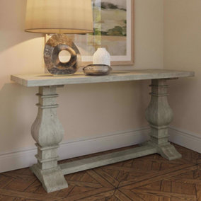 Solid Reclaimed Pine Limewashed Console Table