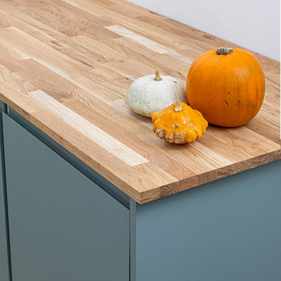 Solid Rustic Oak Worktop - 3000mm x 620mm x 27mm - Premium Wood Worktops Farmhouse 3m Oak Wooden Timber Counter Tops