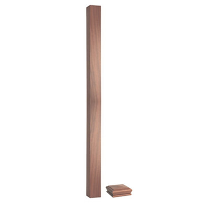 Solid Sapele Dark Hardwood Complete Square Newel Post 90mm x 90mm x 1500mm Inc Cap UK Manufactured Traditional Products Ltd