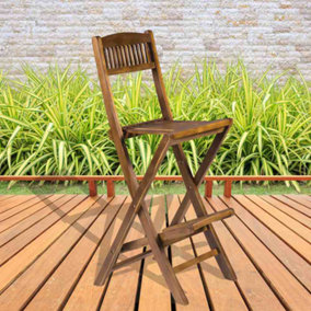 Solid Teak Hardwood Sherford Folding Bar Stool Chair - Qty x 1