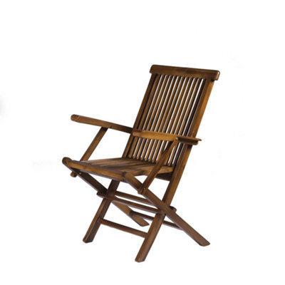 Solid Teak Hardwood Sherford Folding Outdoor Armchair - 4