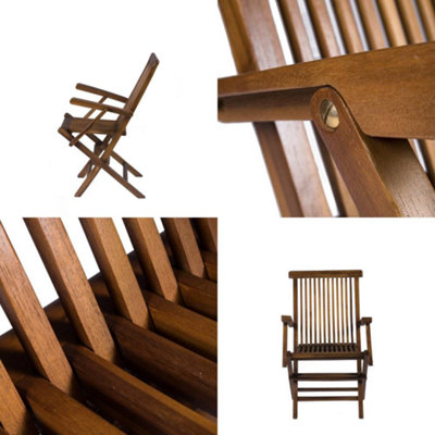Solid Teak Hardwood Sherford Folding Outdoor Armchair - 5