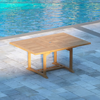 Solid Teak Wood Square to Rectangular Outdoor Garden Dining Table - (L ...