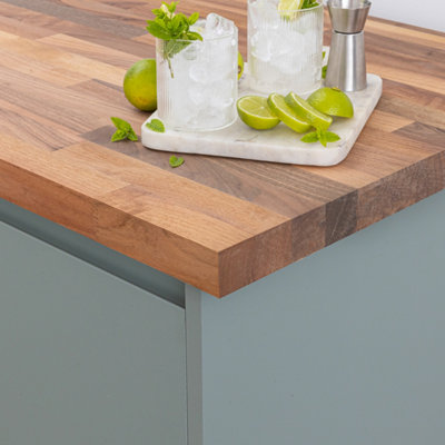 Solid Walnut Kitchen Worktop 2000mm x 620mm x 27mm Premium Wood Worktops Walnut Wooden Timber Counter Tops Real Wood Block Stave