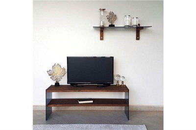 Walnut wall store mounted tv unit