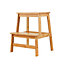 Solid Wood Bamboo 2-Step Stool Natural Wooden Step Ladder Decorative Scandi Utility For Home Office & Garden