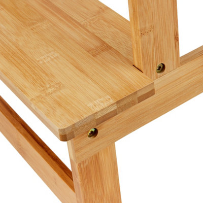 Solid Wood Bamboo 2-Step Stool Natural Wooden Step Ladder Decorative Scandi Utility For Home Office & Garden
