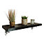 Solid Wood Handmade Rustical Shelf Black Ash 145mm 6 inch with Silver Metal Bracket WOZ Length of 50cm