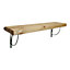 Solid Wood Handmade Rustical Shelf Primed 175mm 7 inch with Silver Metal Bracket TRAMP Length of 170cm