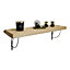 Solid Wood Handmade Rustical Shelf Unprimed 175mm 7 inch with Silver Metal Bracket TRAMP Length of 120cm