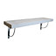 Solid Wood Handmade Rustical Shelf White 175mm 7 inch with Silver Metal Bracket TRAMP Length of 20cm