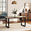 Solid Wood Large Rectangular Dining Table with Metal Legs