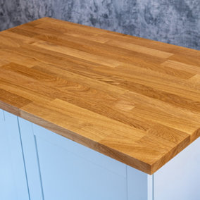 Solid Wood Oak Worktop 3m x 620mm x 28mm - Premium Solid Wood Kitchen Countertop - Real Oak Timber Stave Worktops