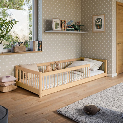 Solid Wood Single Bed Pedro EU Single - Floor-Hugging Pine Frame with ...