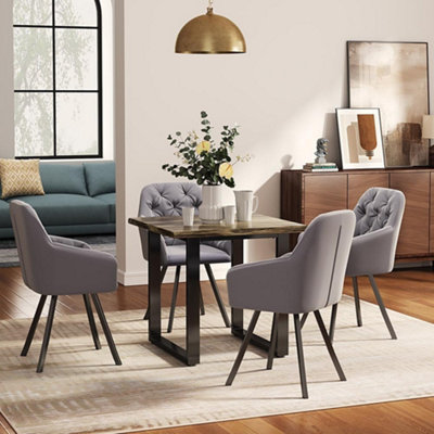 Solid Wood Square Dining Table with Metal Legs 800x800 mm