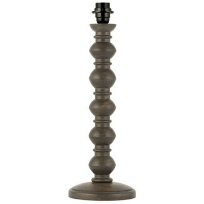 Solid Wood Table Lamp Base Solid Grey Wash Finish Bedside Desk Feature Light