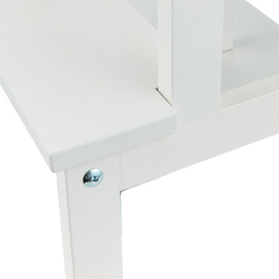 Solid Wood White 2-Step Stool Natural Wooden Step Ladder Decorative Scandi Utility For Home Office & Garden
