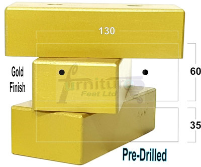 SOLID WOODEN BLOCK FEET SELF FIX 30mm HIGH GOLD REPLACEMENT LEGS  SOFAS CABINETS CHAIRS & STOOLS PRE DRILLED SOF3024