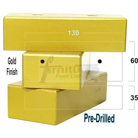 SOLID WOODEN BLOCK FEET SELF FIX 30mm HIGH GOLD REPLACEMENT LEGS  SOFAS CABINETS CHAIRS & STOOLS PRE DRILLED SOF3024