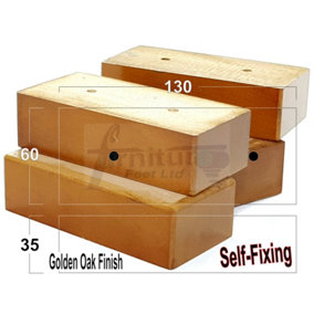 SOLID WOODEN BLOCK FEET SELF FIX 30mm HIGH GOLDEN OAK REPLACEMENT LEGS  SOFAS CABINETS CHAIRS & STOOLS PRE DRILLED SOF3024