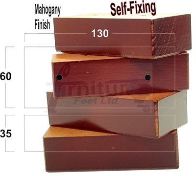 SOLID WOODEN BLOCK FEET SELF FIX 30mm HIGH MAHOGANY REPLACEMENT LEGS  SOFAS CABINETS CHAIRS & STOOLS PRE DRILLED SOF3024