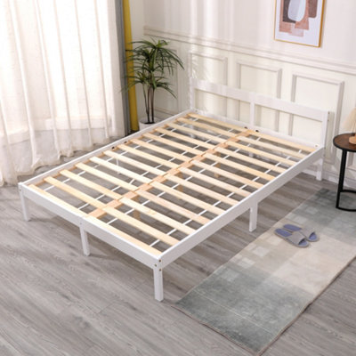 Solid Wooden Double Bed Frame - White