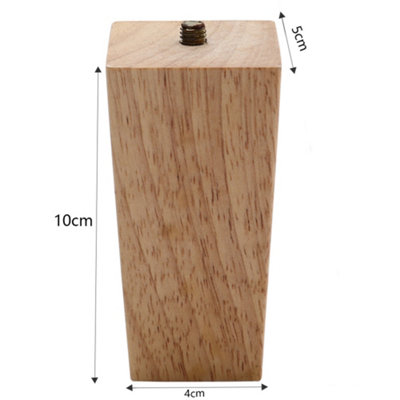 Solid Wooden Furniture Legs Clear Lacquer Colour Sqaure Table Legs,4 Pcs,H100mm