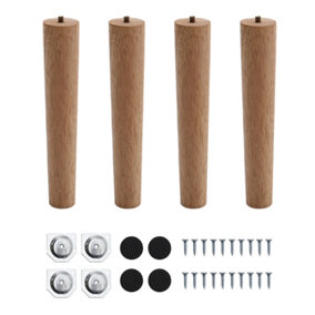 Solid Wooden Furniture Legs Natural Color Round Table Legs,4 Pcs,H250mm